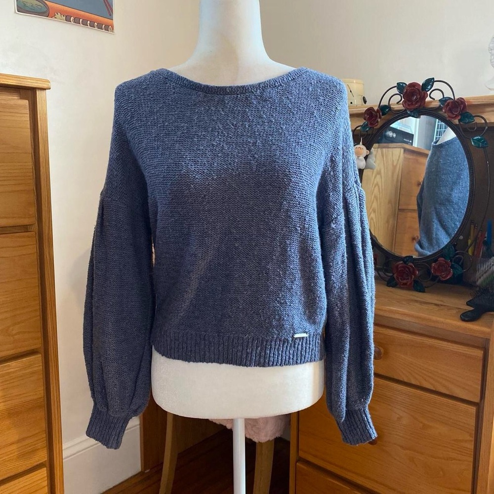 Abercrombie And Fitch Blue Grey Textured Knit Sweater